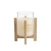 PORTA VELA VIDRIO C/BASE MADERA 15X22CM Unica
