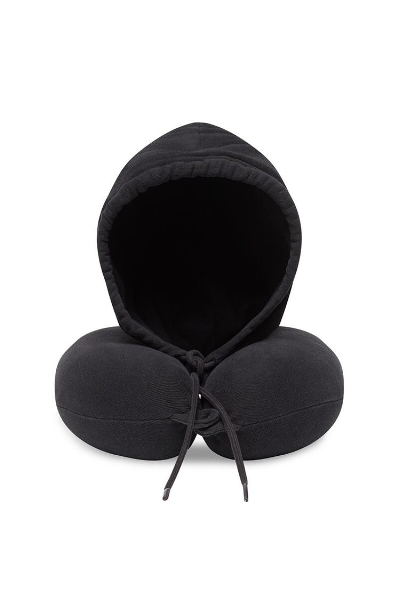 Almohada De Viaje brio Para Cuello Con Memoria Y Capucha - Negra 