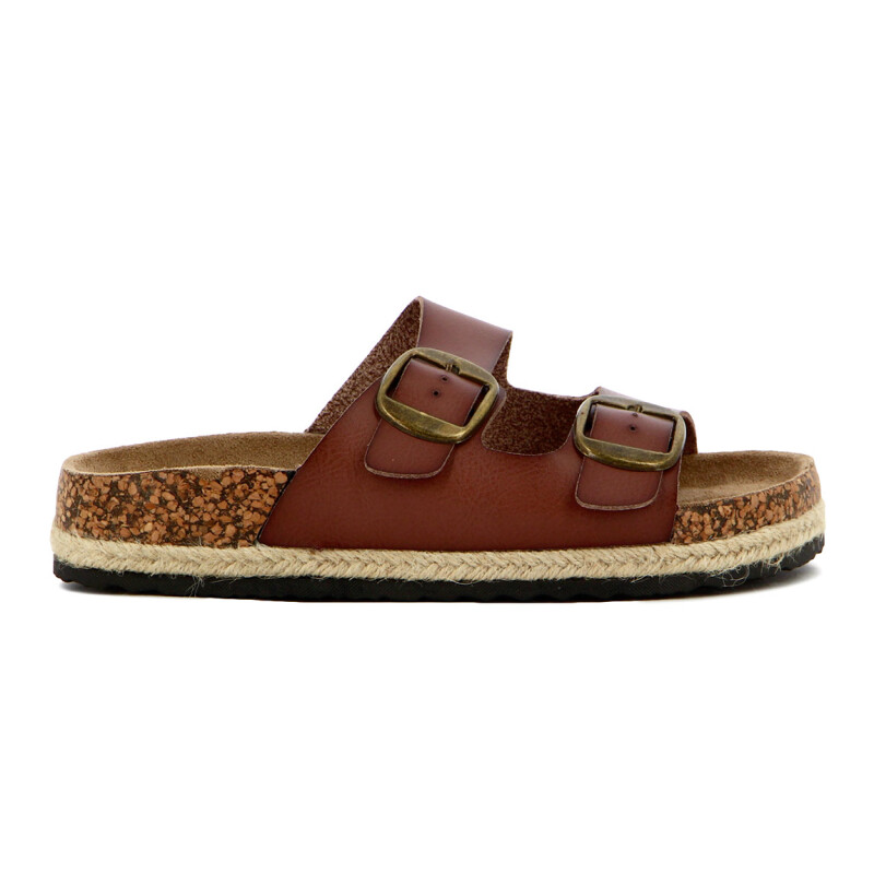 Sandalias Mujer Darkness Dos Tiras Con Hebillas Beige