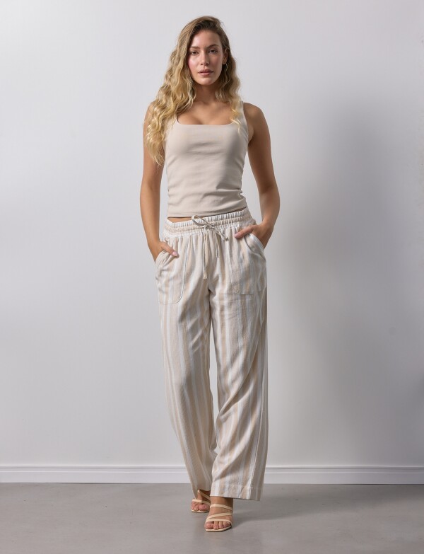 Pantalon Lino MULTI/BEIGE