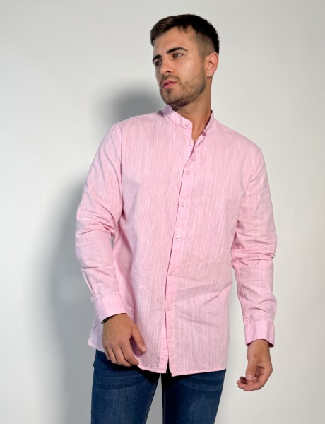 Camisa Hercules con cuello mao de lino y algodón Rosado