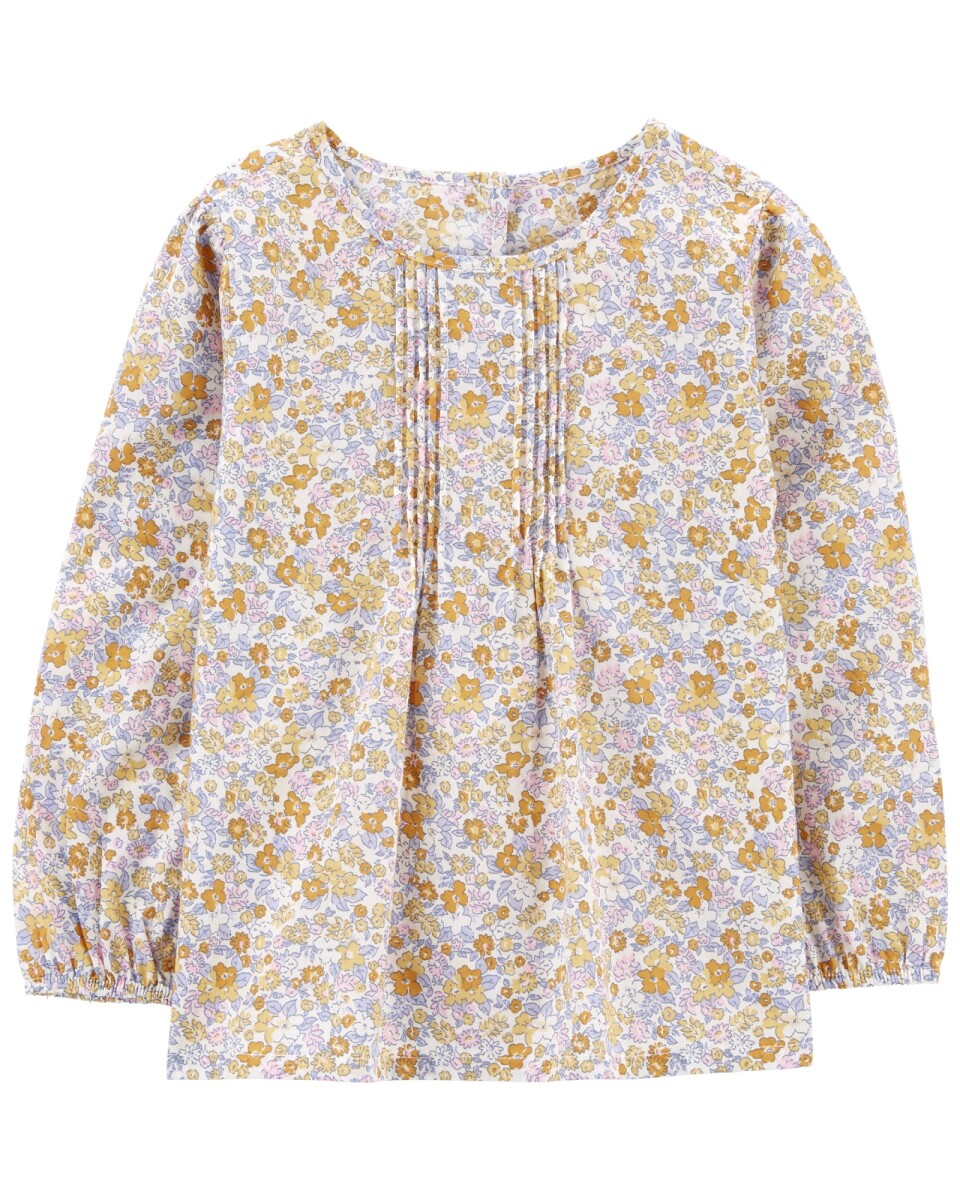 Blusa de algodón detalle plisado diseño floral 