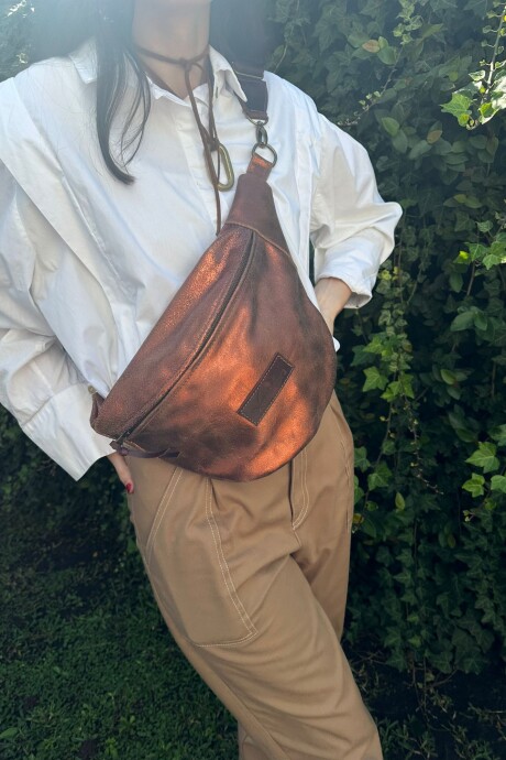 Leather Fanny Pack Shinny Cobre