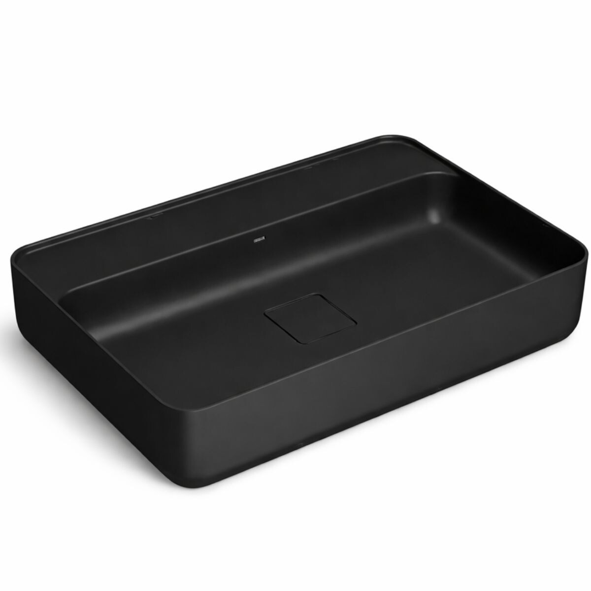 Bacha De Apoyo Rectangular 60x40cm C/mesa Negro Mate Deca 