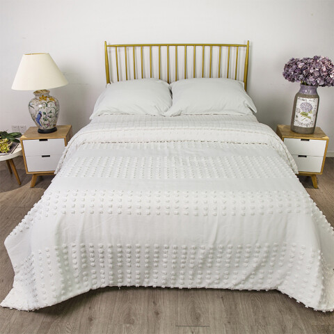 Colcha Nordico con Pompón Richmond 1 Plaza 150 x 240 cm AMY 99 BLANCO