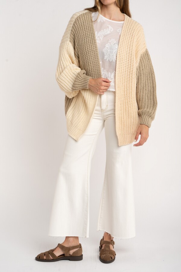 Cardigan Combinado Algodón Nácar