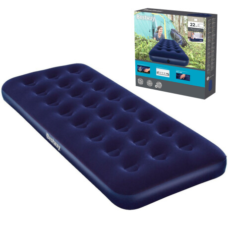 Colchón Inflable Bestway 1 Plaza Camping + Almohada Azul