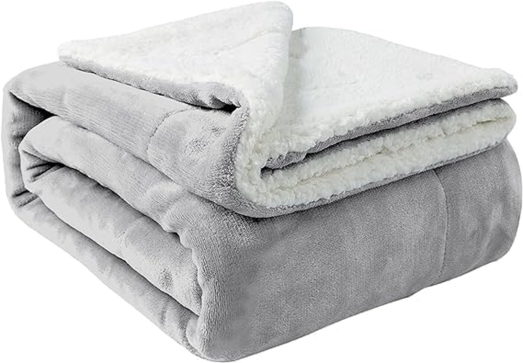 Frazada Manta Polar Termica Con Corderito 2 Plazas - Gris 