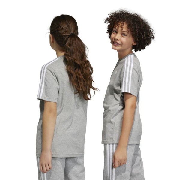 Remera Adidas Essentials 3 Rayas Gris