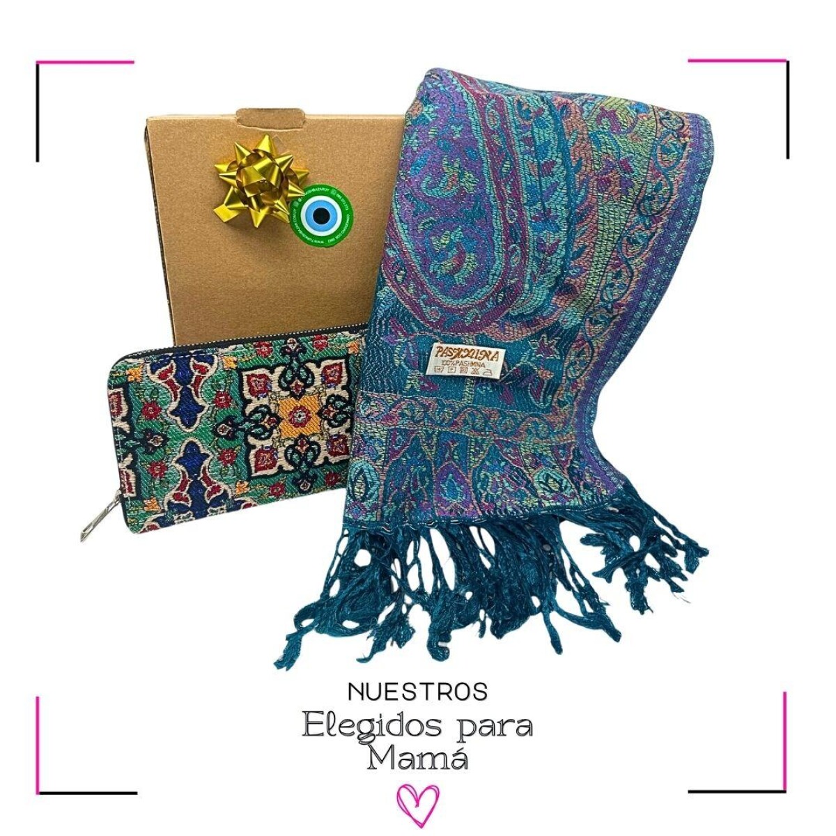 BOX PASHMINA + BILLETERA - Verde 
