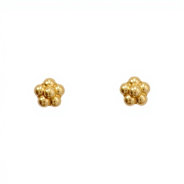 Caravanas Flor Oro 18k- Oro 18k - Sin piedra- CA9501 sinpiedra
