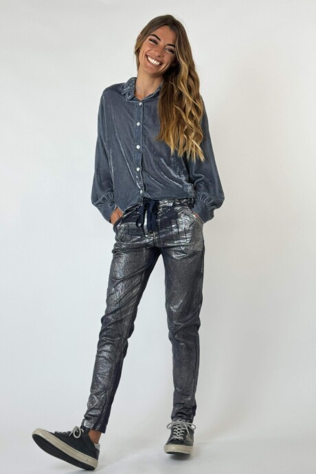 PANTALÓN FATMA Plateado - Azul
