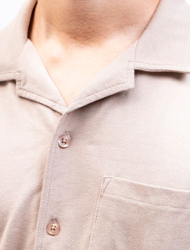 Camisa Algodón Pique Santorini Beige