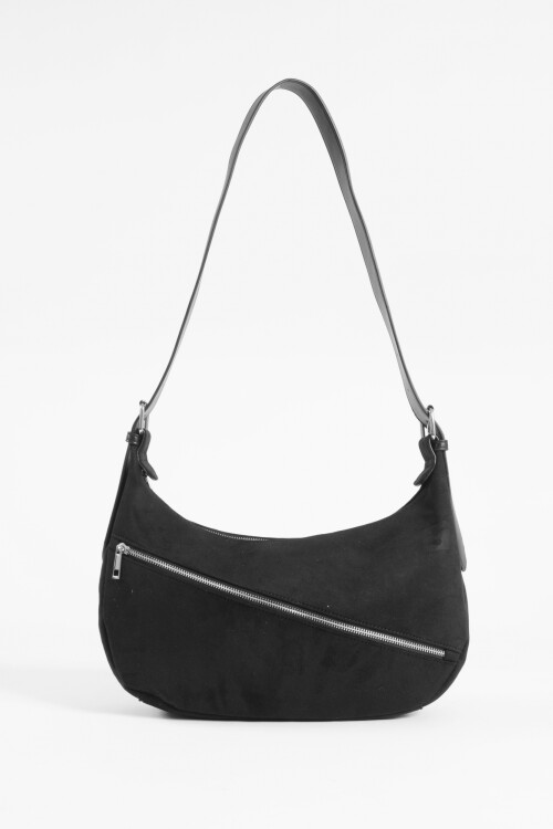 Bandolera simil suede negro