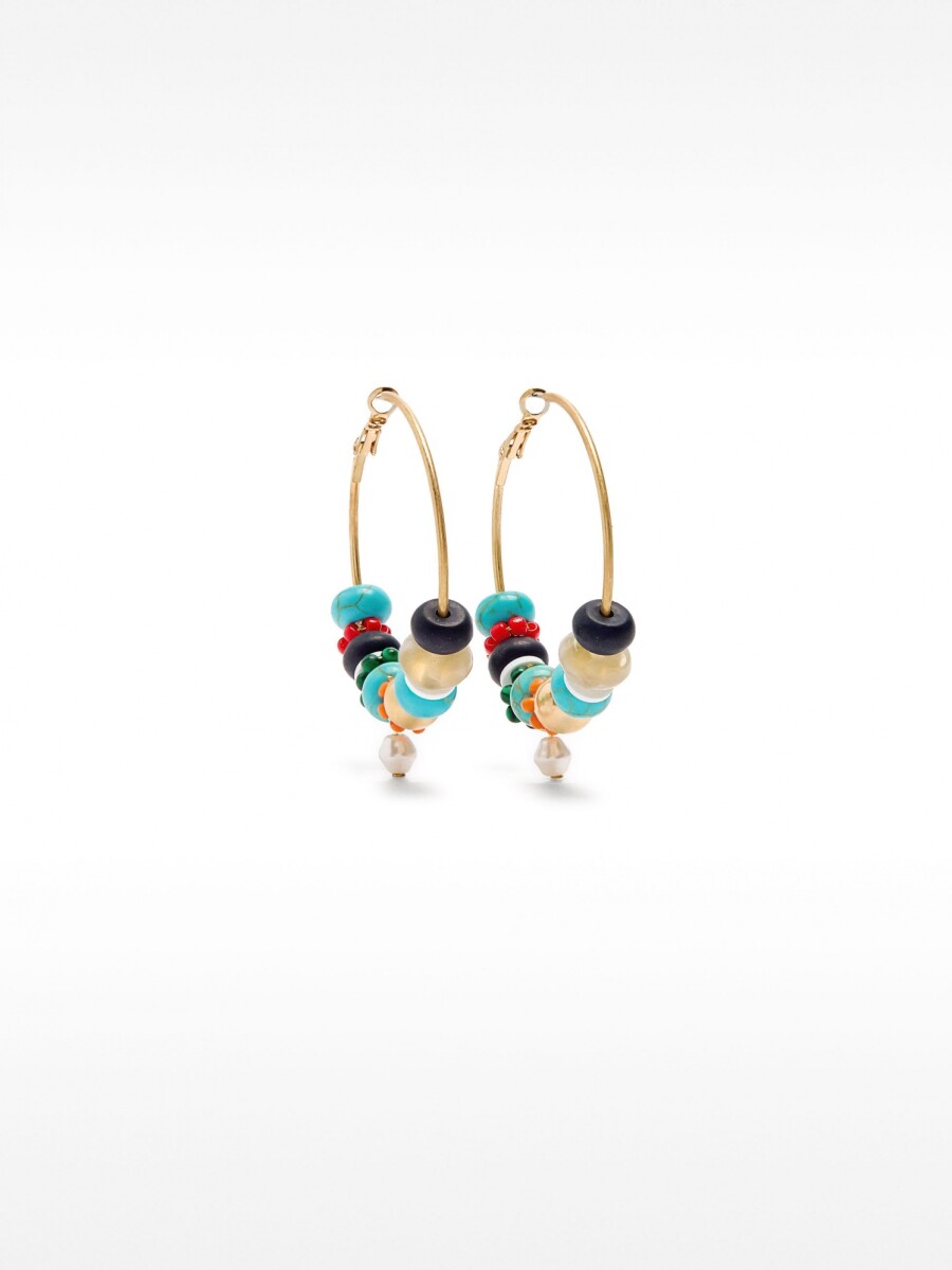 Aros Con Piedras Y Vidrio multicolor