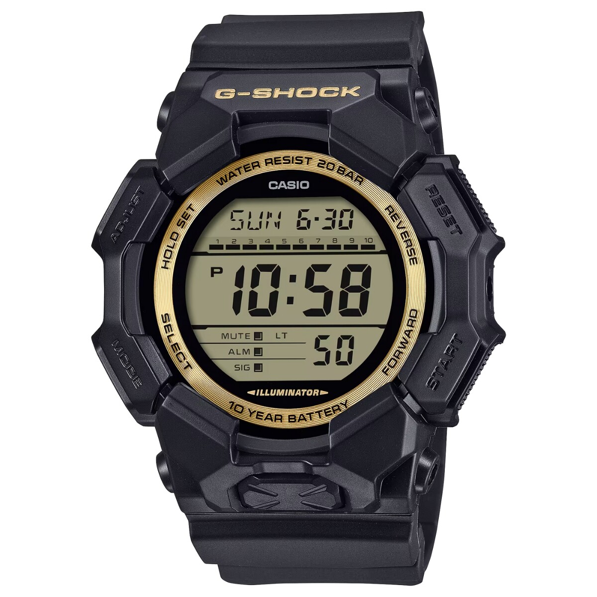 Reloj CASIO G-SHOCK GD010GB-1A9DR Resina Negro Esfera 52mm 