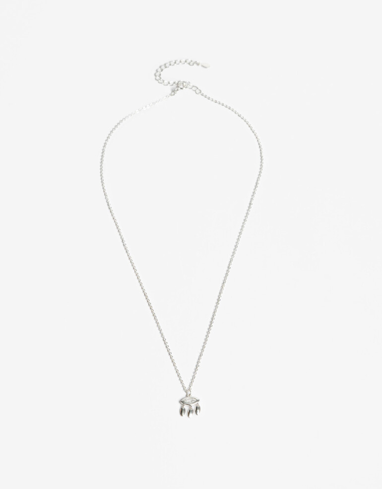 Cadena Corta con Dije Strass Cadena Con Dije Plata 925 Y Cubic - Plateado