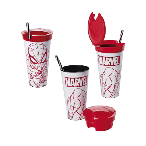 Vaso 2 en 1, pote 220 ml + vaso 540 ml Spiderman Surtidos