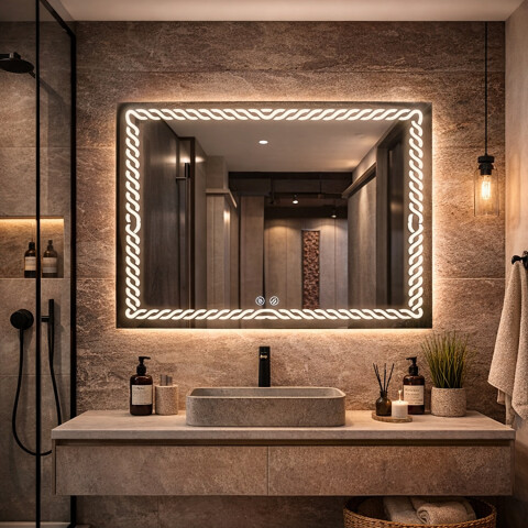 Espejo De Baño Led 60 X 80cm Led12 Desempañador ESPEJO RECTANGULAR LED12 60X80