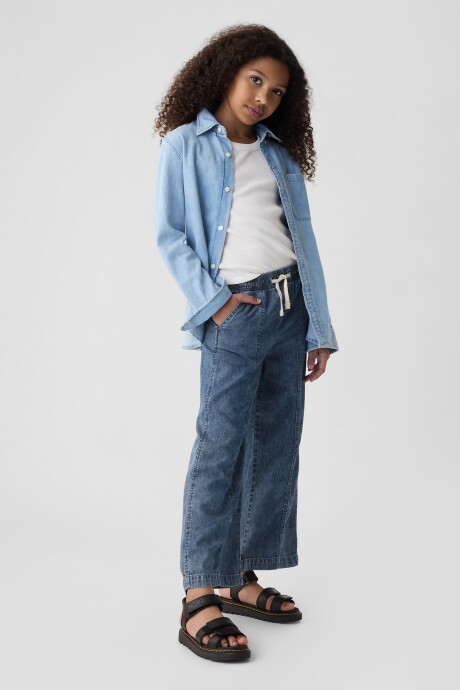 Jean Wide Leg Niña Medium Wash