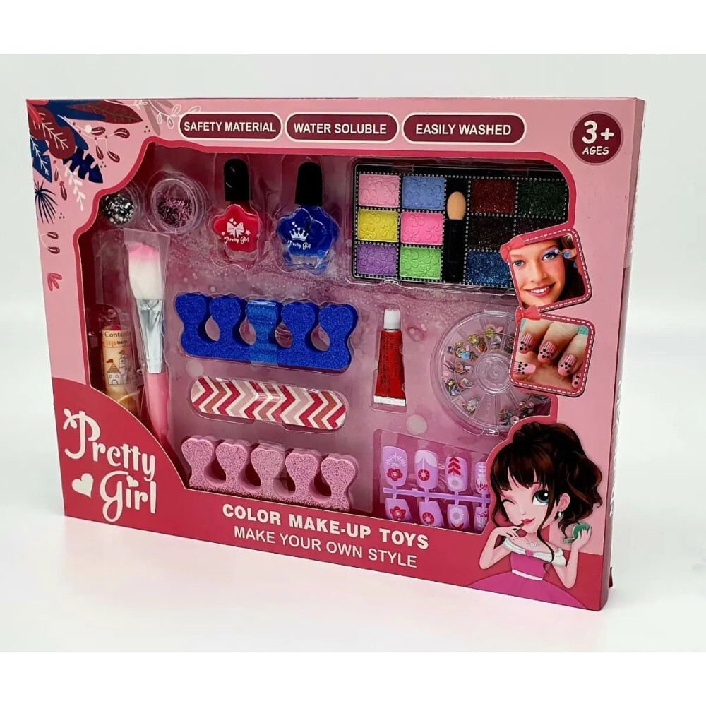 Kit de maquillaje infantil con sombras, esmaltes y accesorios Kit de maquillaje infantil con sombras, esmaltes y accesorios