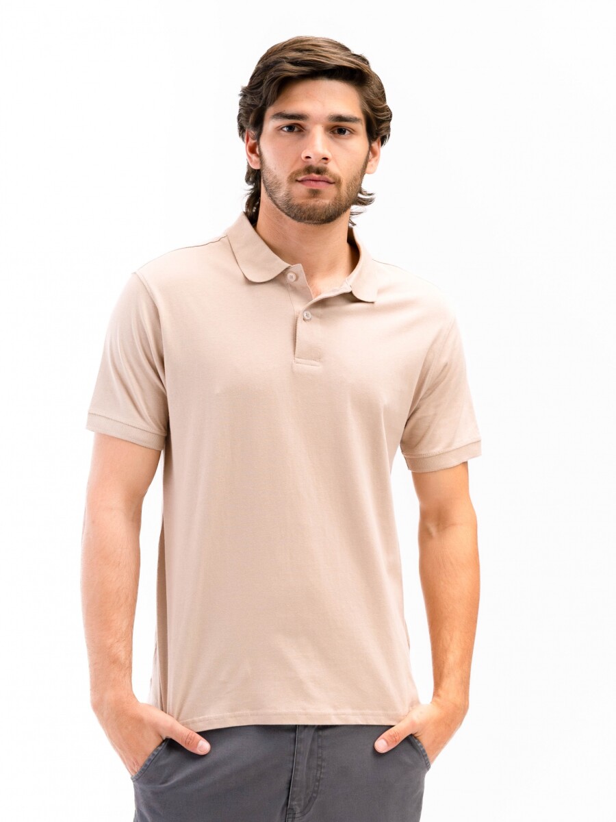 Remera Algodón Polo Jersey - Beige 