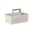 Cesto Organizador con manija de madera Beige