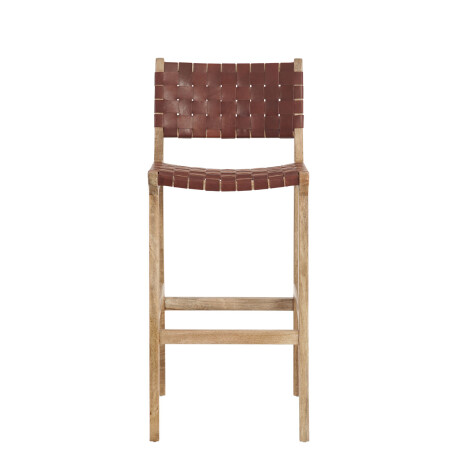BUTACA BAR CUERO-Y-MADERA MARRON TRAMA