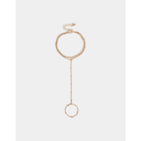 Pulsera Flexible Con Anillo Unido Dorado