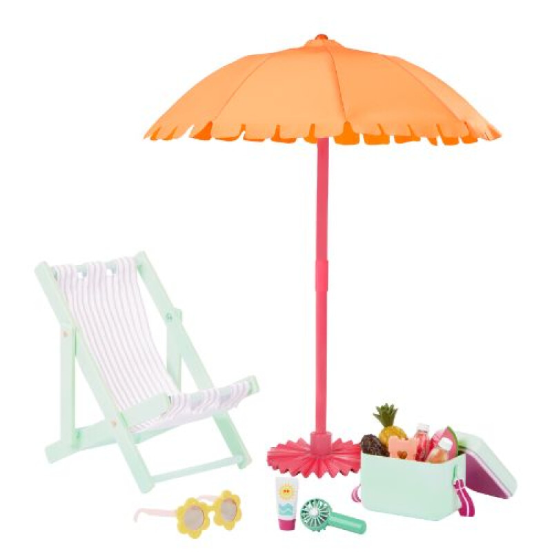 SET DELUXE REPOSERA & SOMBRILLA c/ACC OUR GENERATION Set Deluxe Reposera & Sombrilla C/acc Our Generation