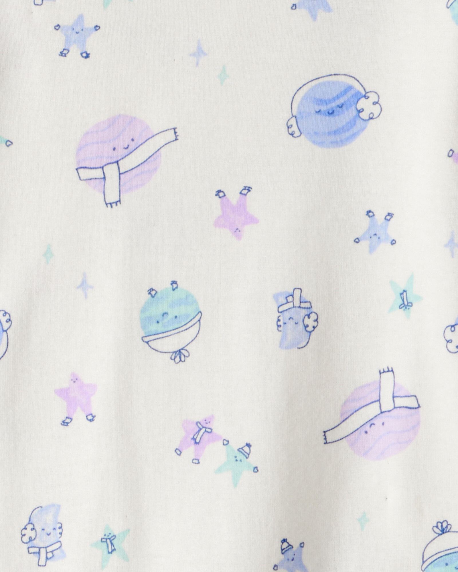 Pijama cuatro piezas de algodón, dos remeras manga larga y dos pantalones, diseño espacial Pijama cuatro piezas de algodón, dos remeras manga larga y dos pantalones, diseño espacial