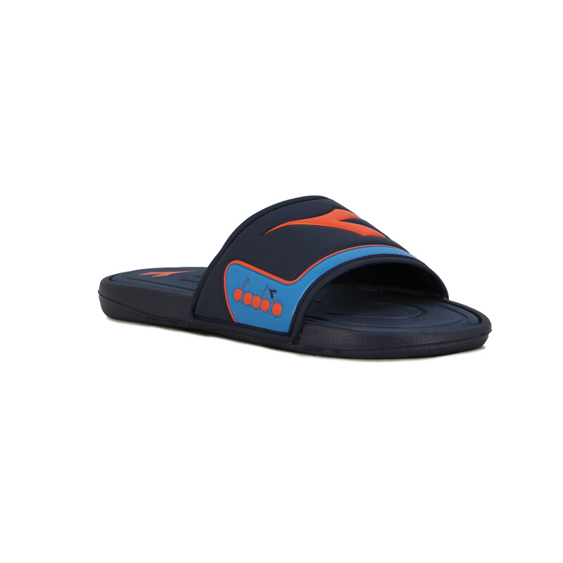 Diadora Isola Ojota Tira Ancha Con Logo - Marino/naranja Marino-naranja