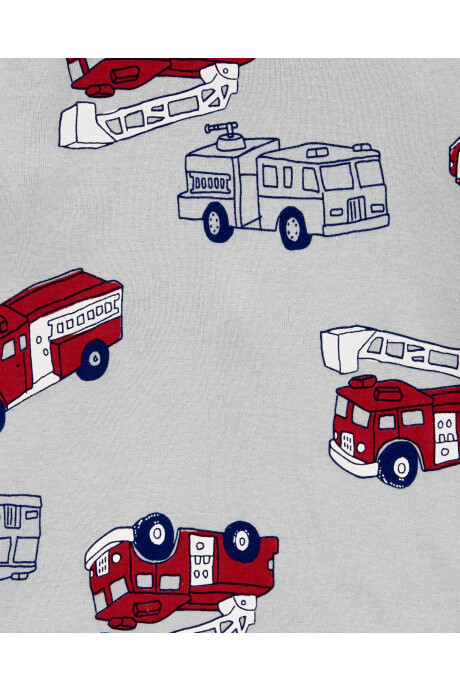 Pijama cuatro piezas de algodón, dos pantalones y dos remeras, diseño bomberos Pijama cuatro piezas de algodón, dos pantalones y dos remeras, diseño bomberos