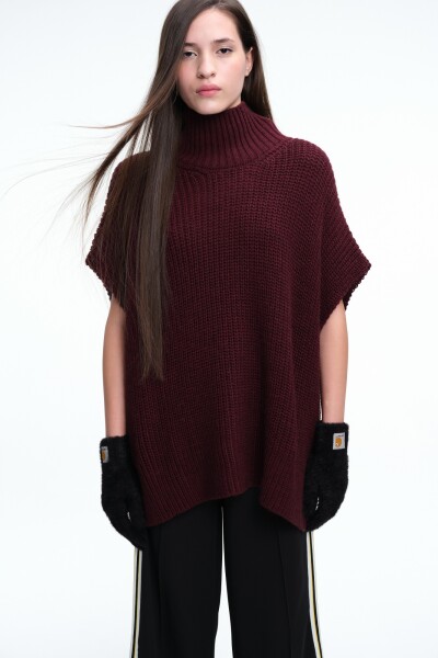 CHALECO PONCHO Bordo