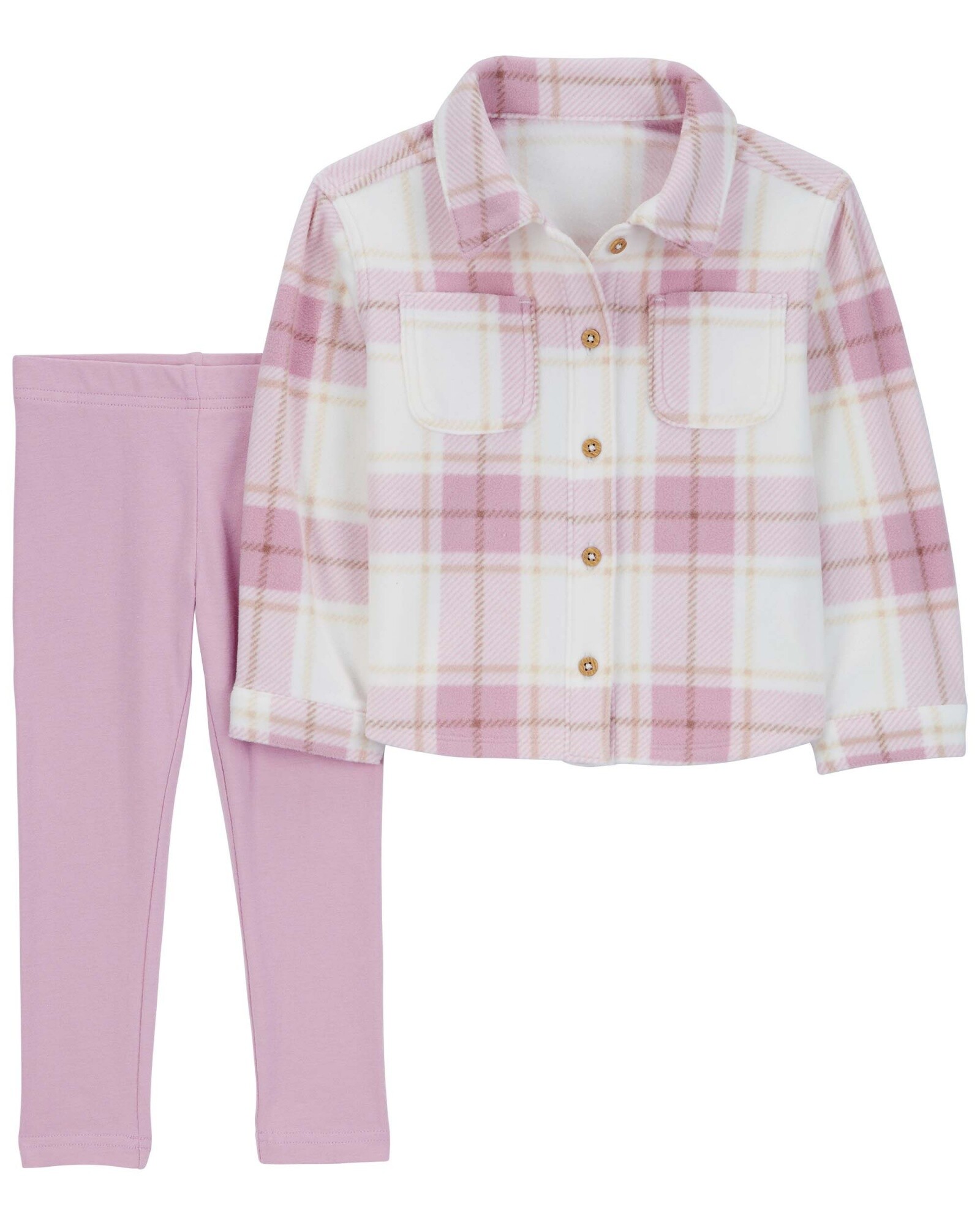 Set dos piezas, calza de algodón y camisa de micropolar Sin color