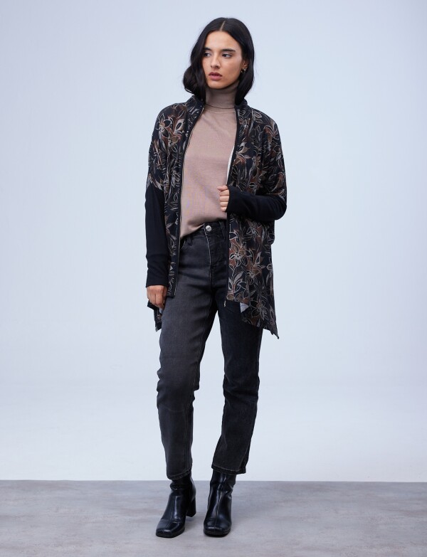 Cardigan Oversized Zip NEGRO/MULTI
