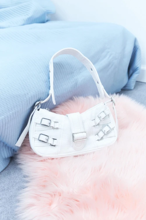Cartera de hombro hebillas blanco