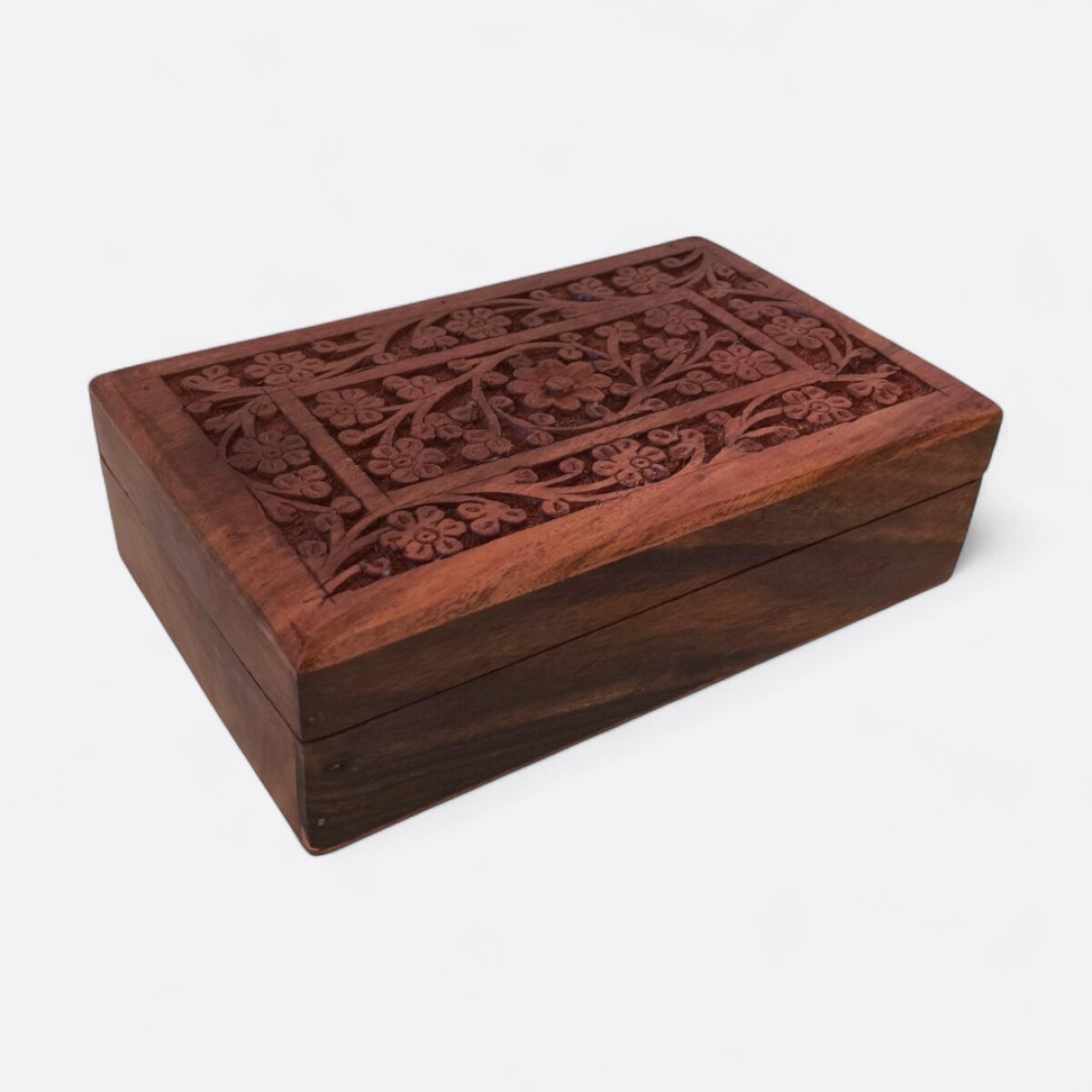 Caja De Madera Labrada - Rectángulo 