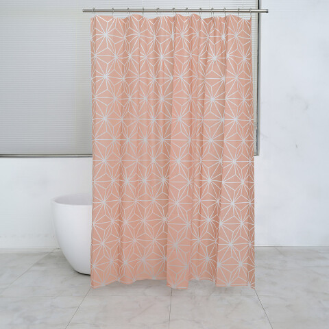 Cortina Baño Bukara con Argollas 180 x 180 cm 233 GEOMETRICO CORAL