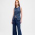 SL HIGH NECK TAILORED VEST - DK MERWIN DARK WASH