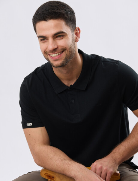 REMERA POLO LISA JERSEY Negro