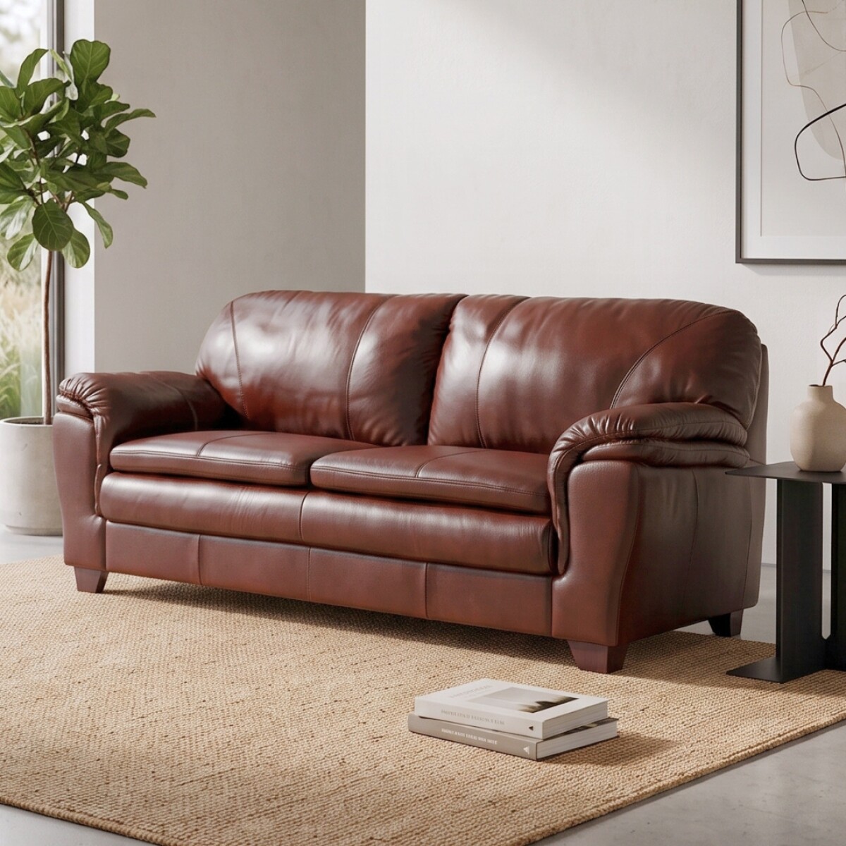 Sillón 100% Cuero - 3 Cuerpos - Monza - Caramelo 