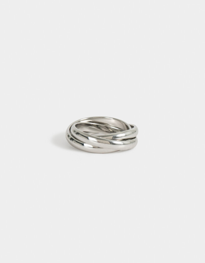 Anillos Medianos y Grandes Metal Anillo Metálico Entrelazado - Plateado