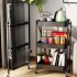 Carro Organizador 3 Estantes Con Ruedas Multiuso Plegable Color Variante Negro