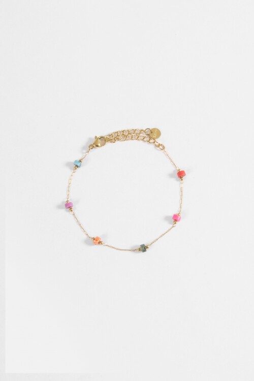 Pulsera piedras acero dorado