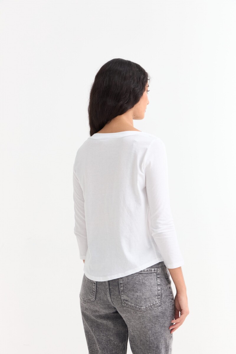 Remera manga 3/4 cuello bote BLANCO