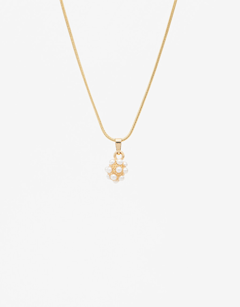 Cadena Corta con Dije Perla Collar Con Dije Perlas - Dorado