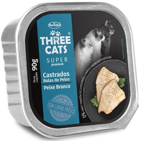 PATE THREE CATS CASTRADOS PESCADO BLANCO 90 GR Unica