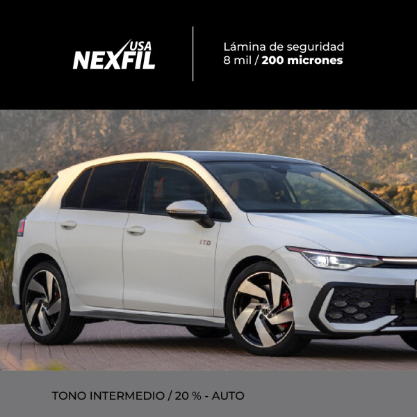 Polarizado Auto. Marca: Nexfil. Tono: Intermedio. 200 Micrones Polarizado Auto. Marca: Nexfil. Tono: Intermedio. 200 Micrones