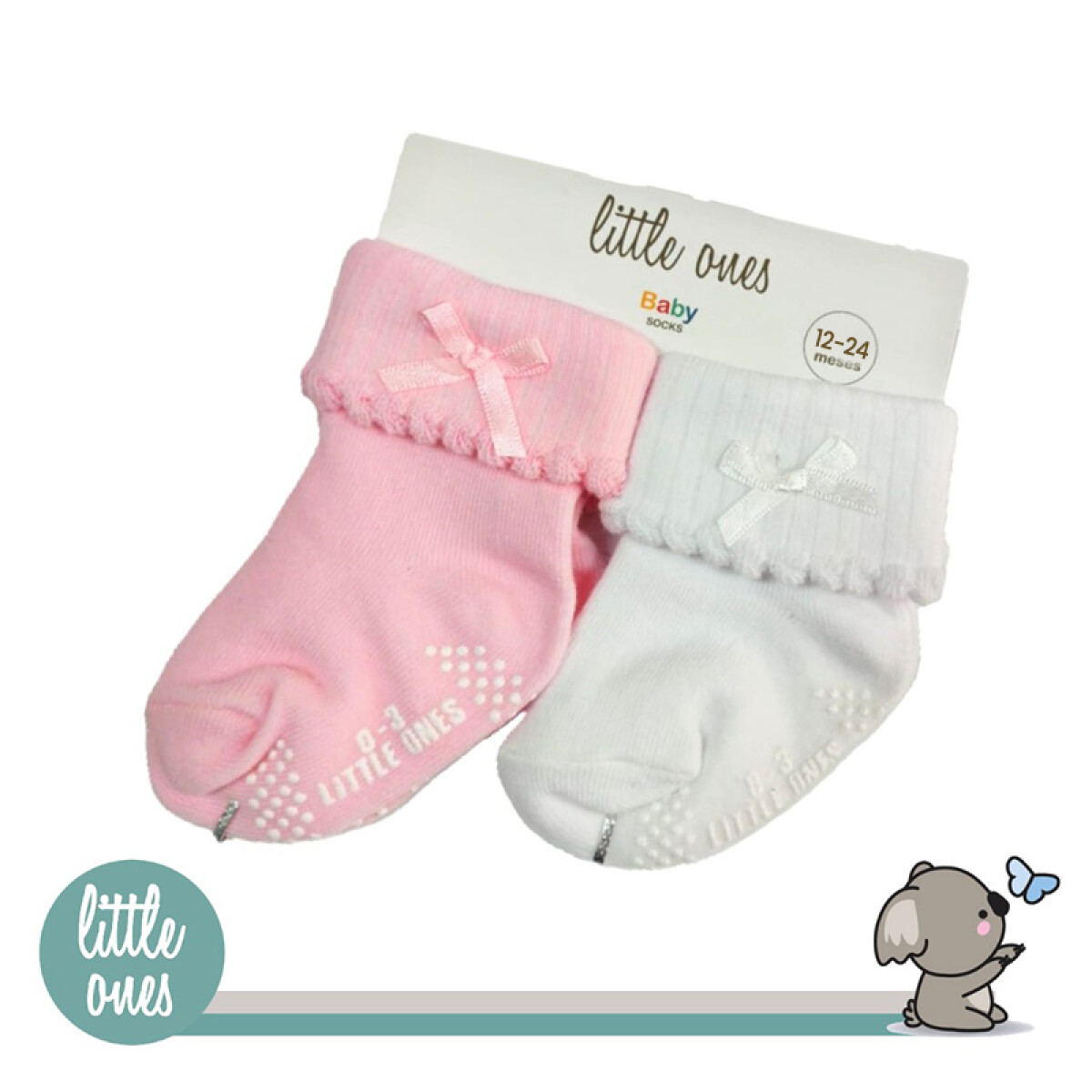 Pack x2 medias para bebé Little Ones - Rosa/Blanco 12-24 m 